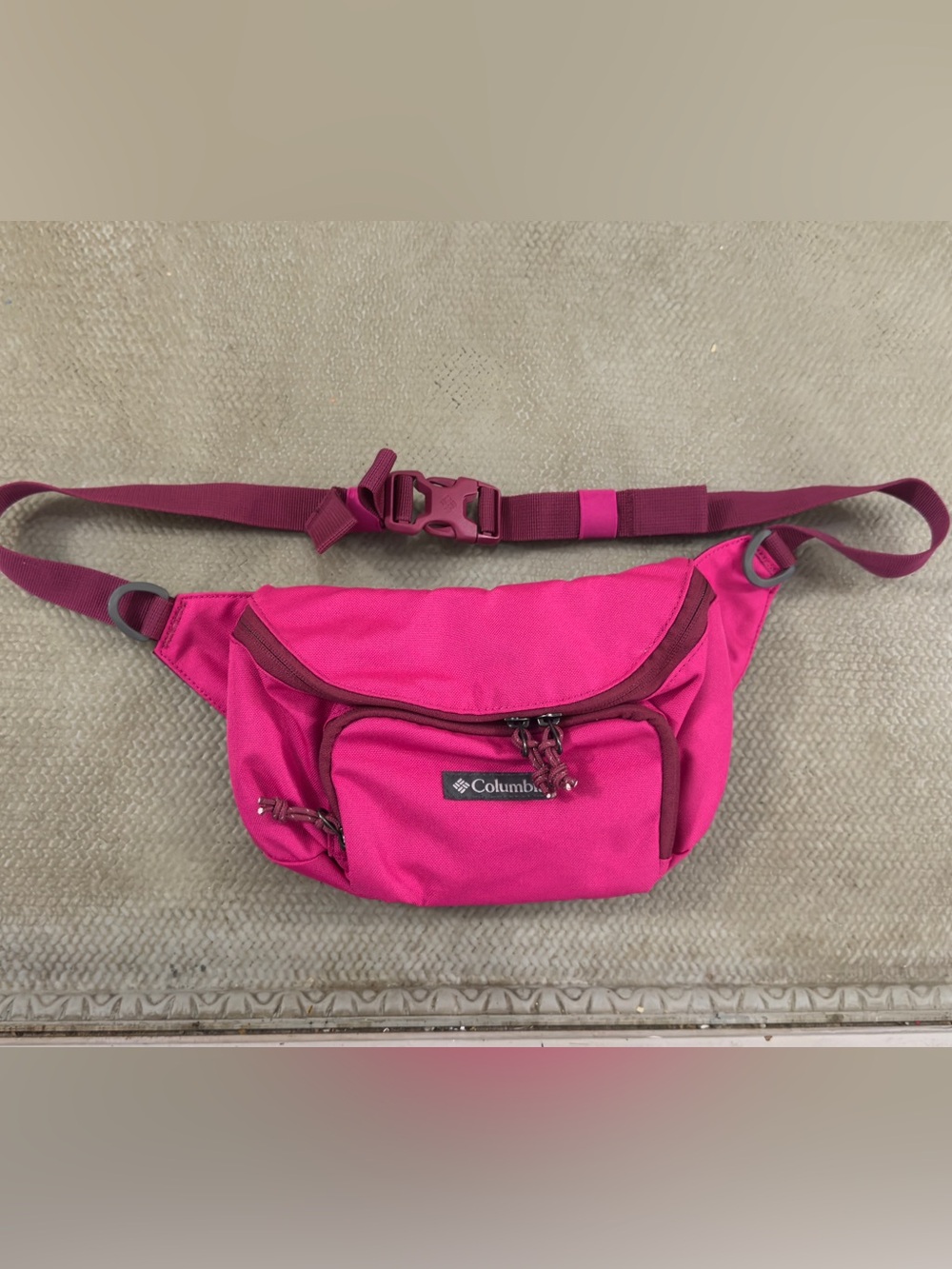 Columbia Hot Pink Crossbody Waist Pack with Deep Berry Accents